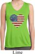 Distressed USA Heart Ladies Sleeveless Moisture Wicking Shirt