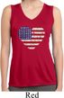 Distressed USA Heart Ladies Sleeveless Moisture Wicking Shirt