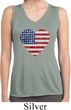 Distressed USA Heart Ladies Sleeveless Moisture Wicking Shirt