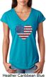 Distressed USA Heart Ladies Tri Blend V-Neck Shirt
