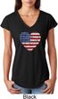 Distressed USA Heart Ladies Tri Blend V-Neck Shirt