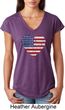 Distressed USA Heart Ladies Tri Blend V-Neck Shirt