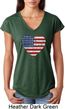 Distressed USA Heart Ladies Tri Blend V-Neck Shirt