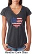 Distressed USA Heart Ladies Tri Blend V-Neck Shirt
