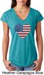 Distressed USA Heart Ladies Tri Blend V-Neck Shirt
