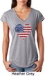 Distressed USA Heart Ladies Tri Blend V-Neck Shirt