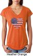 Distressed USA Heart Ladies Tri Blend V-Neck Shirt