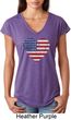 Distressed USA Heart Ladies Tri Blend V-Neck Shirt