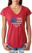 Distressed USA Heart Ladies Tri Blend V-Neck Shirt