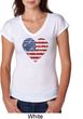 Distressed USA Heart Ladies Tri Blend V-Neck Shirt