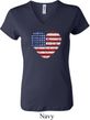 Distressed USA Heart Ladies V-neck Shirt