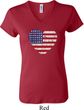 Distressed USA Heart Ladies V-neck Shirt