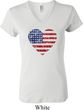 Distressed USA Heart Ladies V-neck Shirt