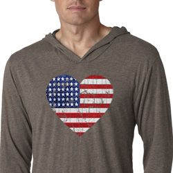Distressed USA Heart Lightweight Hoodie Shirt