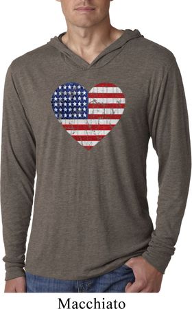 Distressed USA Heart Lightweight Hoodie Shirt