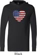 Distressed USA Heart Lightweight Hoodie Tee