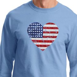 Distressed USA Heart Long Sleeve Shirt