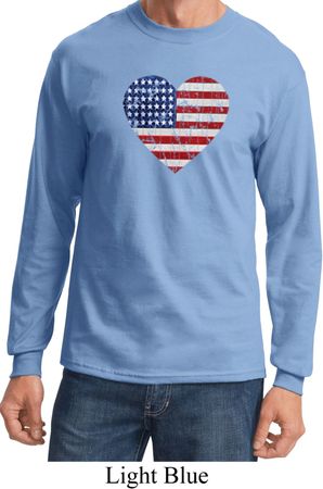 Distressed USA Heart Long Sleeve Shirt