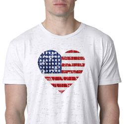 Distressed USA Heart Mens Burnout Shirt