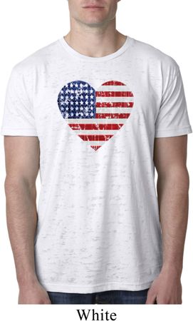 Distressed USA Heart Mens Burnout Shirt