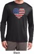 Distressed USA Heart Mens Dry Wicking Long Sleeve Shirt