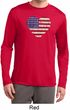 Distressed USA Heart Mens Dry Wicking Long Sleeve Shirt