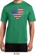 Distressed USA Heart Mens Moisture Wicking Shirt