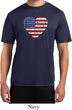 Distressed USA Heart Mens Moisture Wicking Shirt