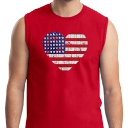Distressed USA Heart Mens Muscle Shirt