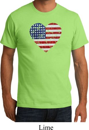 Distressed USA Heart Mens Organic Shirt