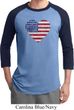 Distressed USA Heart Mens Raglan Shirt