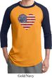 Distressed USA Heart Mens Raglan Shirt