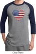 Distressed USA Heart Mens Raglan Shirt