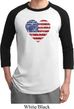 Distressed USA Heart Mens Raglan Shirt