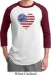 Distressed USA Heart Mens Raglan Shirt