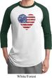 Distressed USA Heart Mens Raglan Shirt