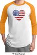 Distressed USA Heart Mens Raglan Shirt