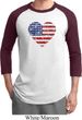 Distressed USA Heart Mens Raglan Shirt