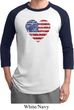 Distressed USA Heart Mens Raglan Shirt