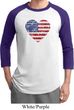 Distressed USA Heart Mens Raglan Shirt