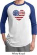 Distressed USA Heart Mens Raglan Shirt