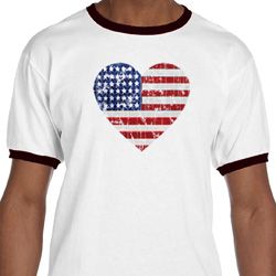 Distressed USA Heart Mens Ringer Shirt