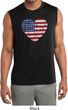 Distressed USA Heart Mens Sleeveless Moisture Wicking Shirt