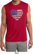 Distressed USA Heart Mens Sleeveless Moisture Wicking Shirt