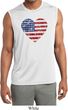 Distressed USA Heart Mens Sleeveless Moisture Wicking Shirt