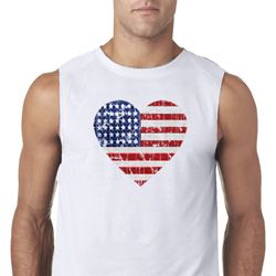Distressed USA Heart Mens Sleeveless Shirt