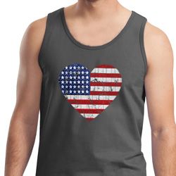 Distressed USA Heart Mens Tank Top
