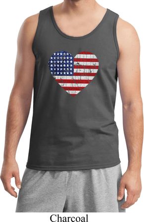 Distressed USA Heart Mens Tank Top