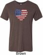 Distressed USA Heart Mens Tri Blend Crewneck Shirt