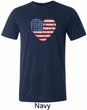 Distressed USA Heart Mens Tri Blend Crewneck Shirt